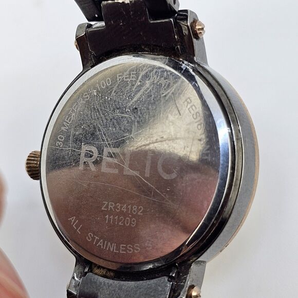Relic Women's Watch 32MM Multicolor Dial Gold Black Bracelet 5.5" New Battery - Picture 6 of 12